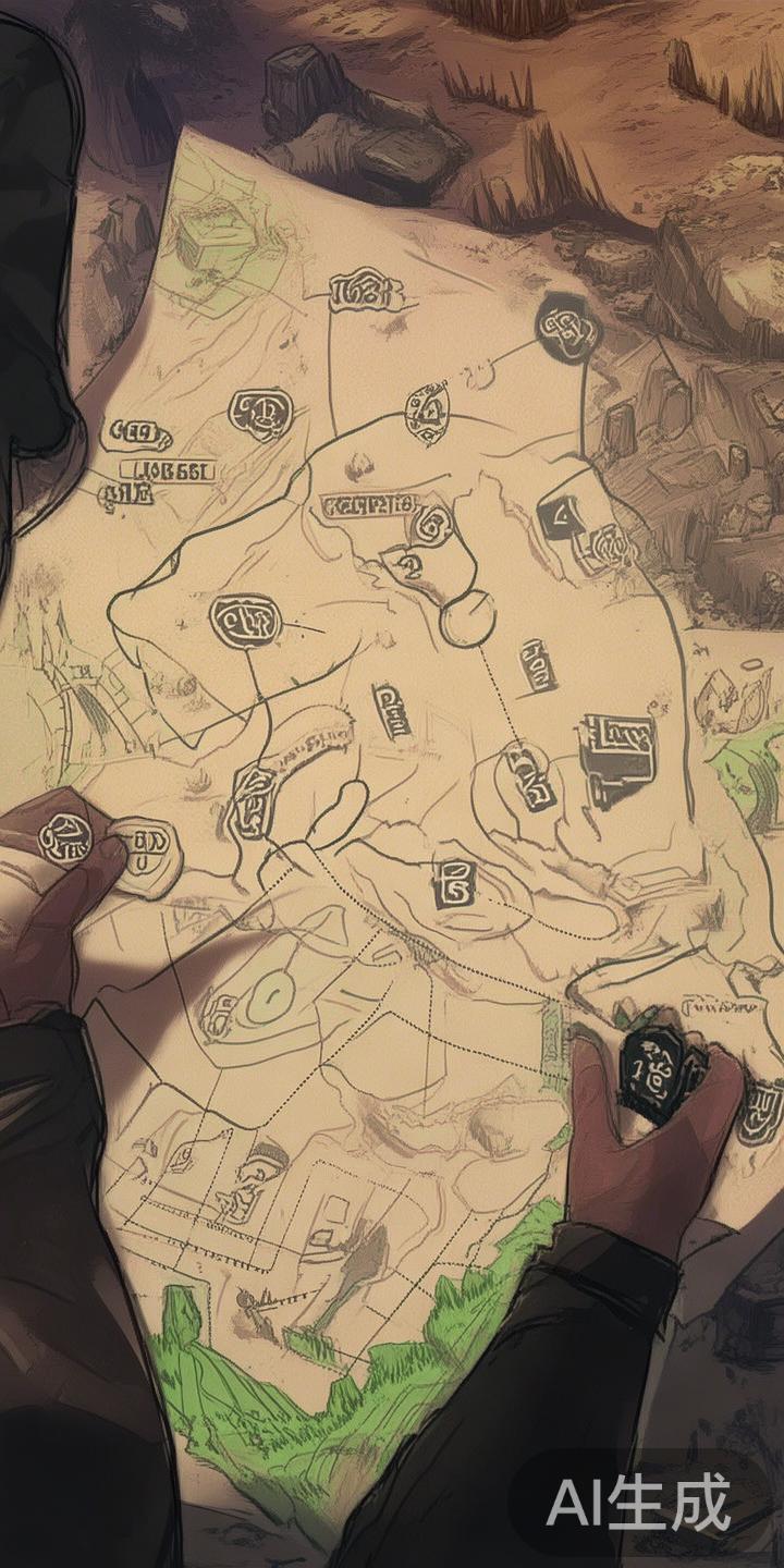 *浏览地图中的关键点，例如道具刷新点、隐藏通道和高